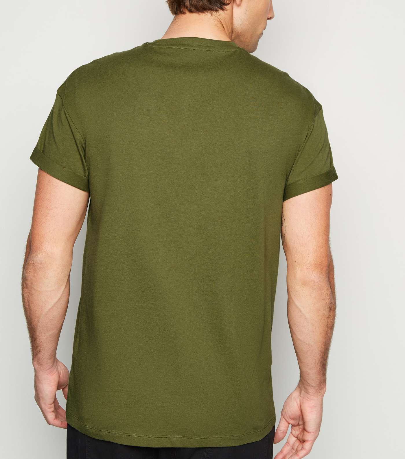 Green Cotton Short Roll Sleeve T-Shirt Image 3