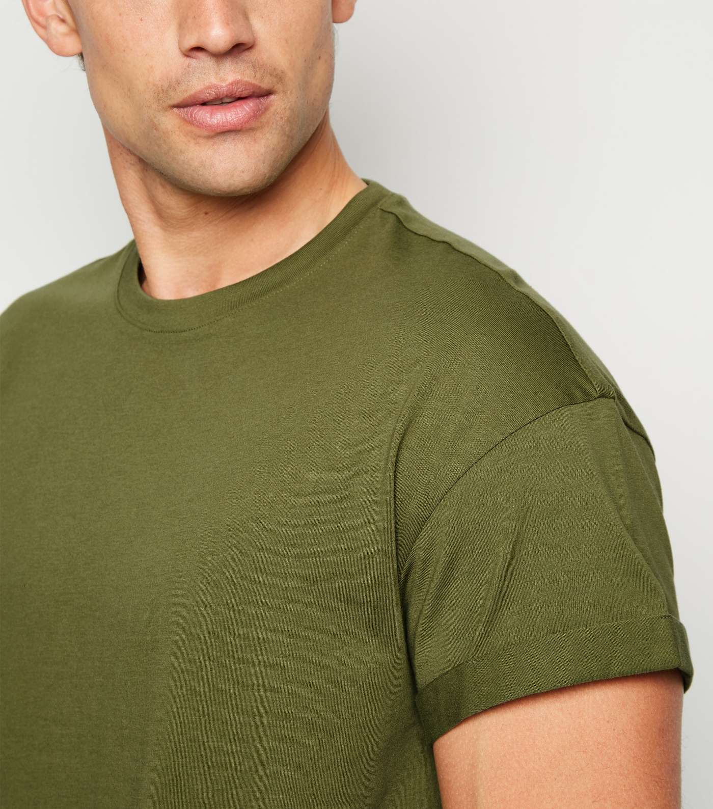 Green Cotton Short Roll Sleeve T-Shirt Image 5