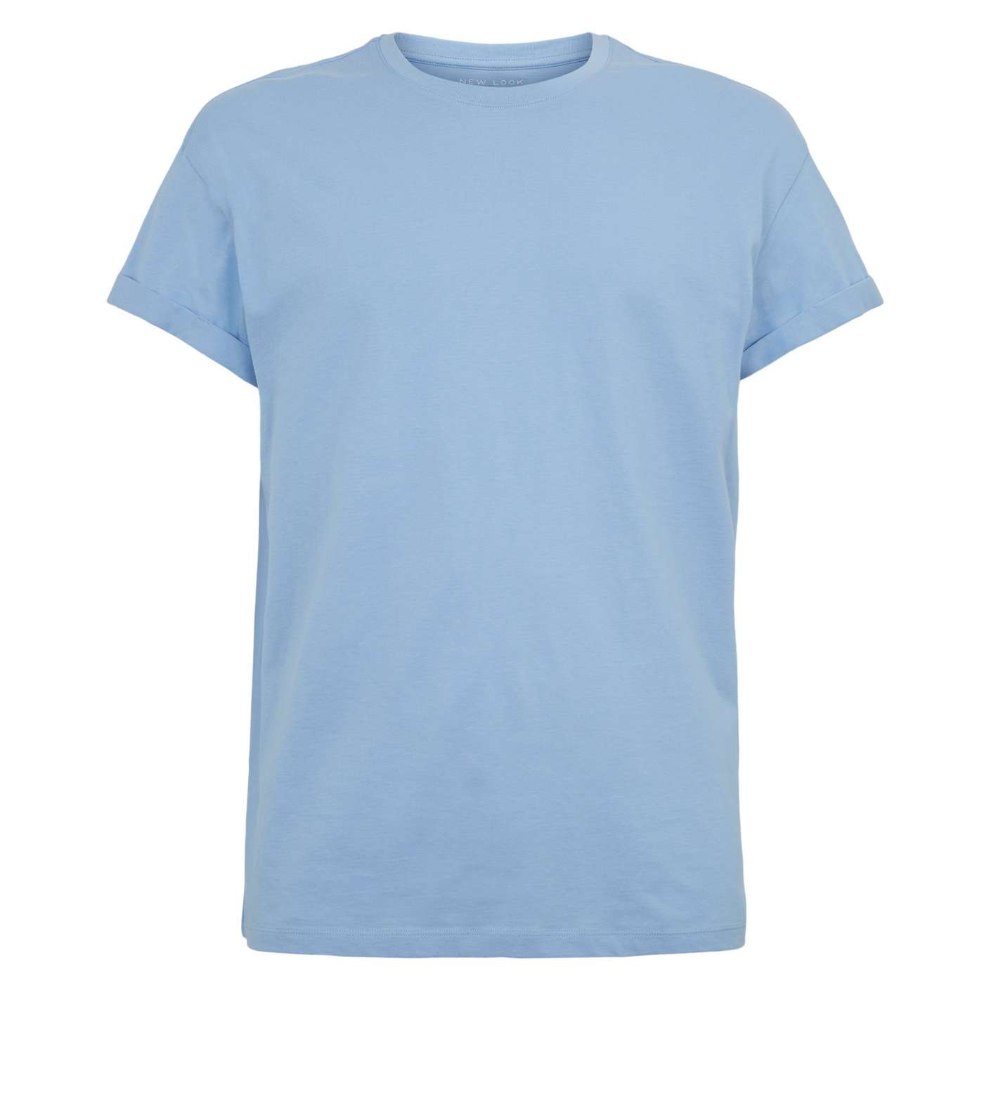 Pale Blue Cotton Short Roll Sleeve T-Shirt Image 4