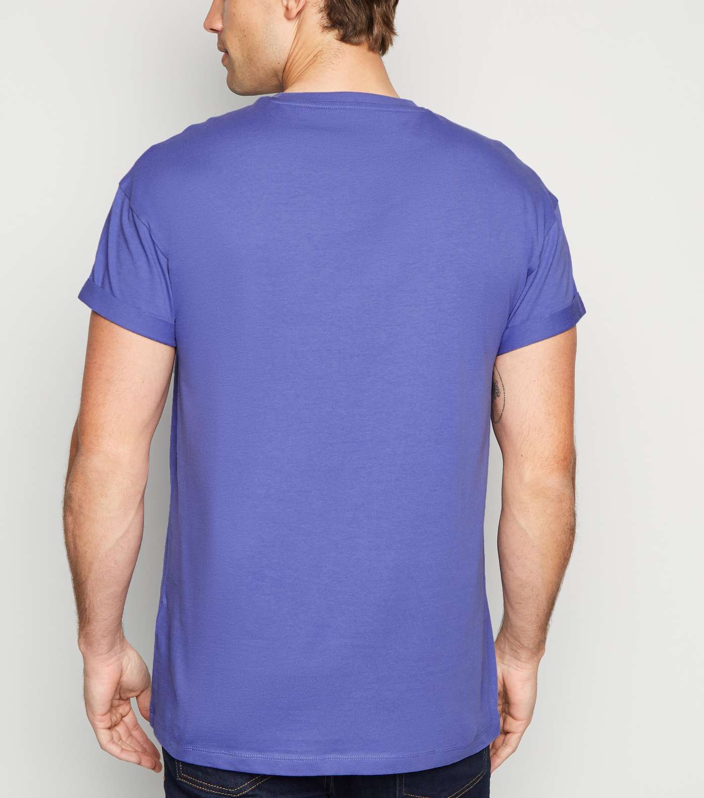 Purple Cotton Short Roll Sleeve T-Shirt Image 3