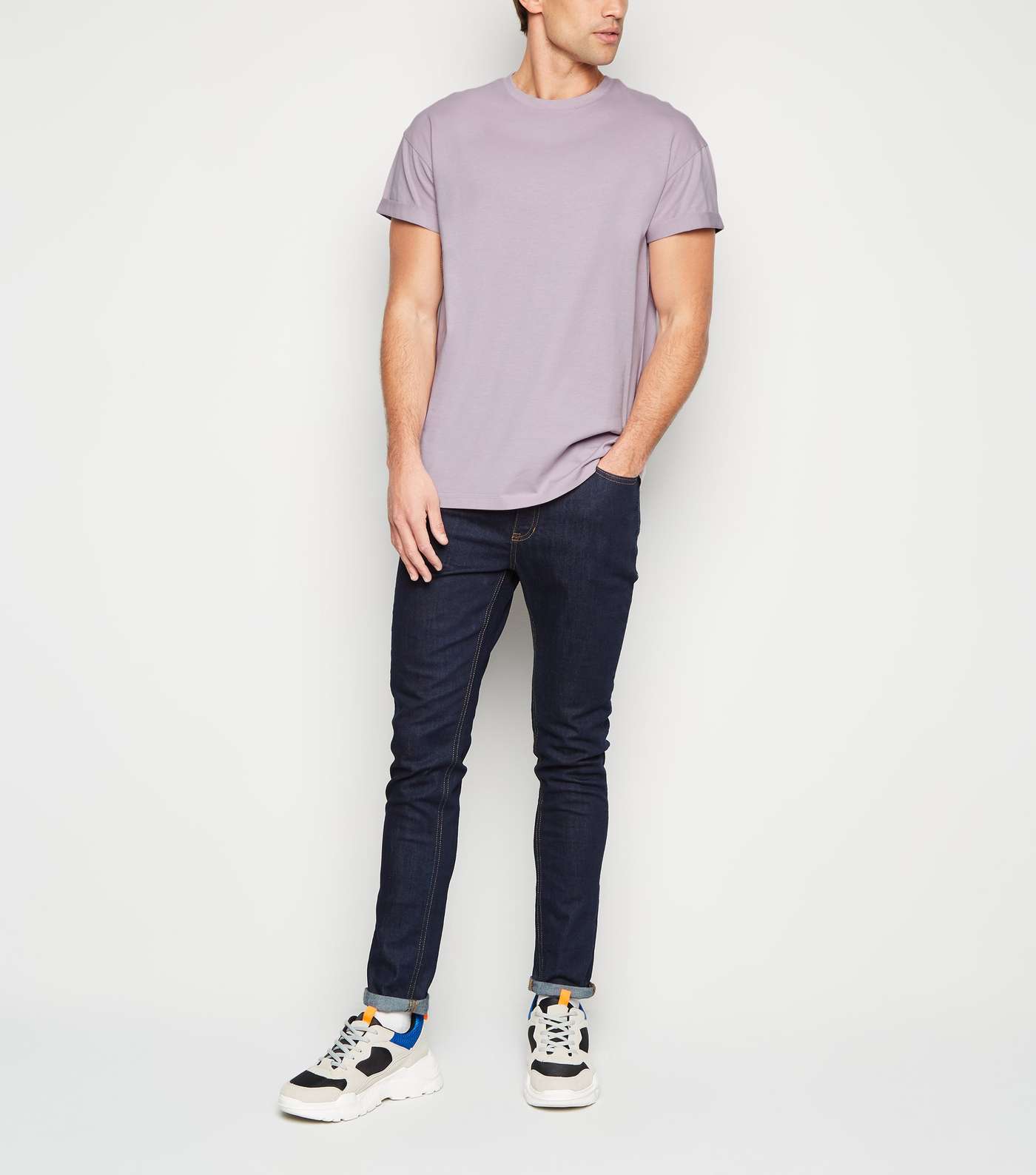 Lilac Cotton Short Roll Sleeve T-Shirt Image 2