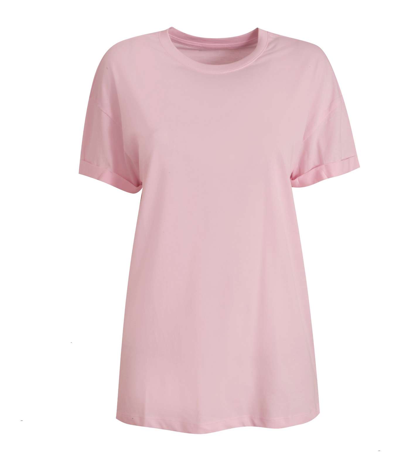 Pink Cotton Short Roll Sleeve T-Shirt