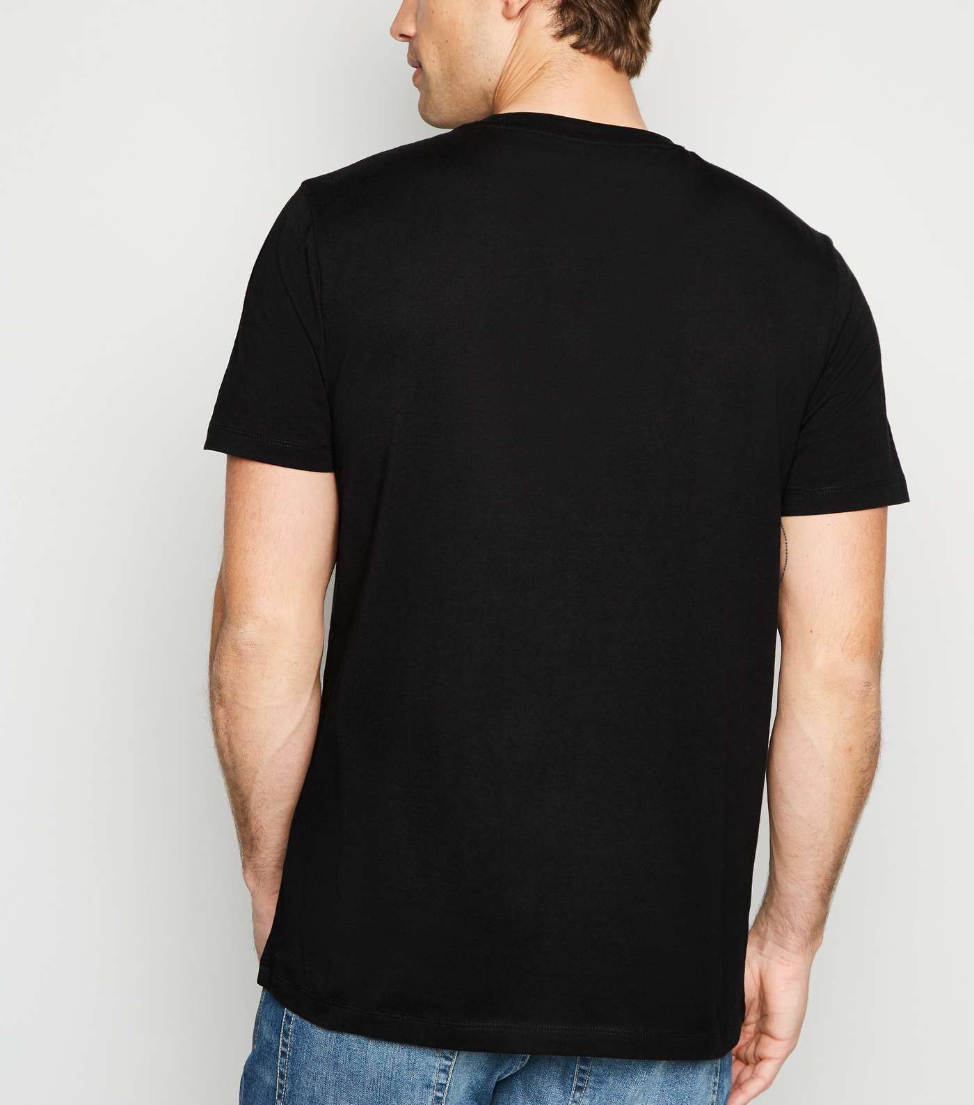 Black Cotton Crew Neck T-Shirt Image 3