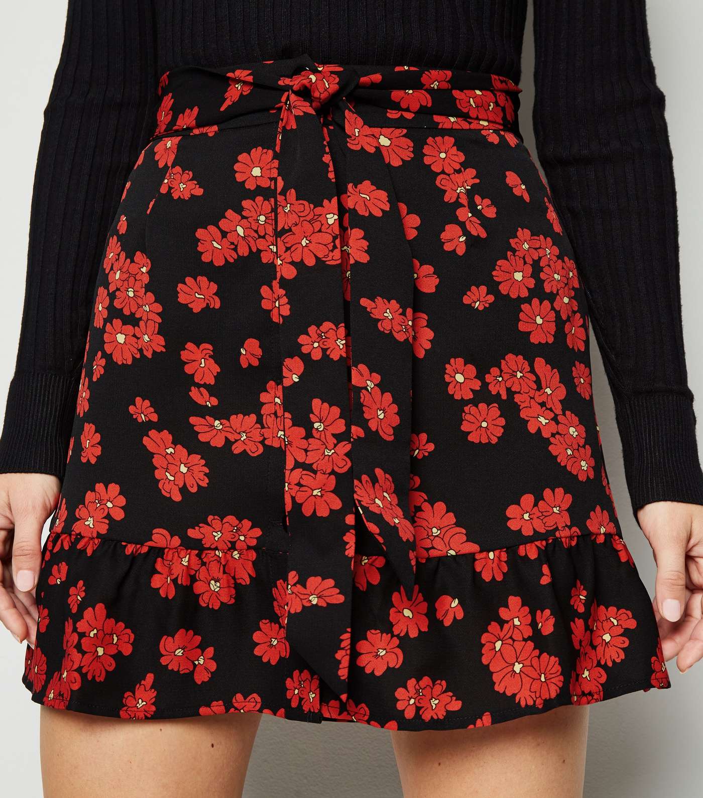Urban Bliss Black Floral Frill Mini Skirt Image 5