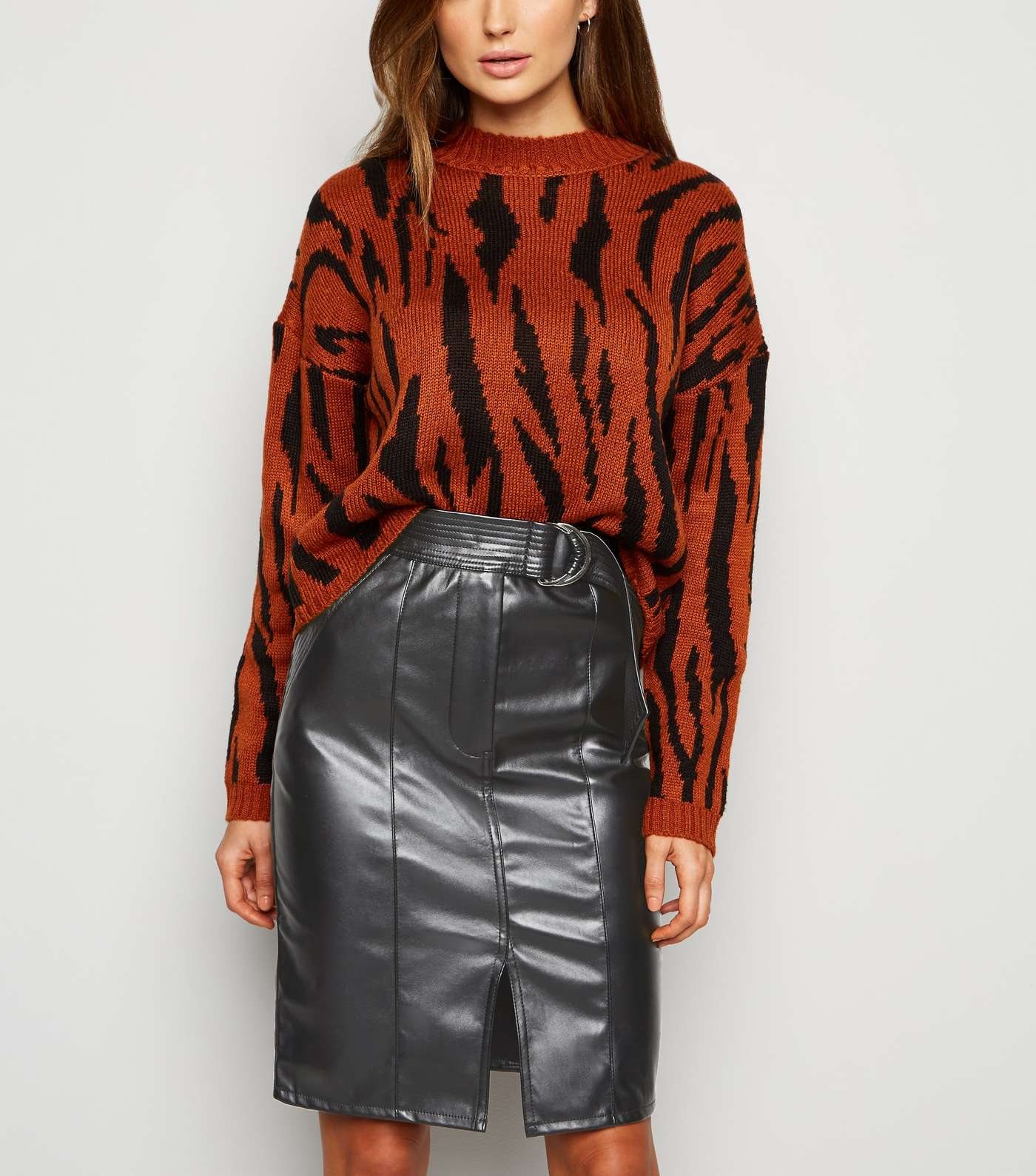 Urban Bliss Black Leather-Look Midi Skirt Image 2