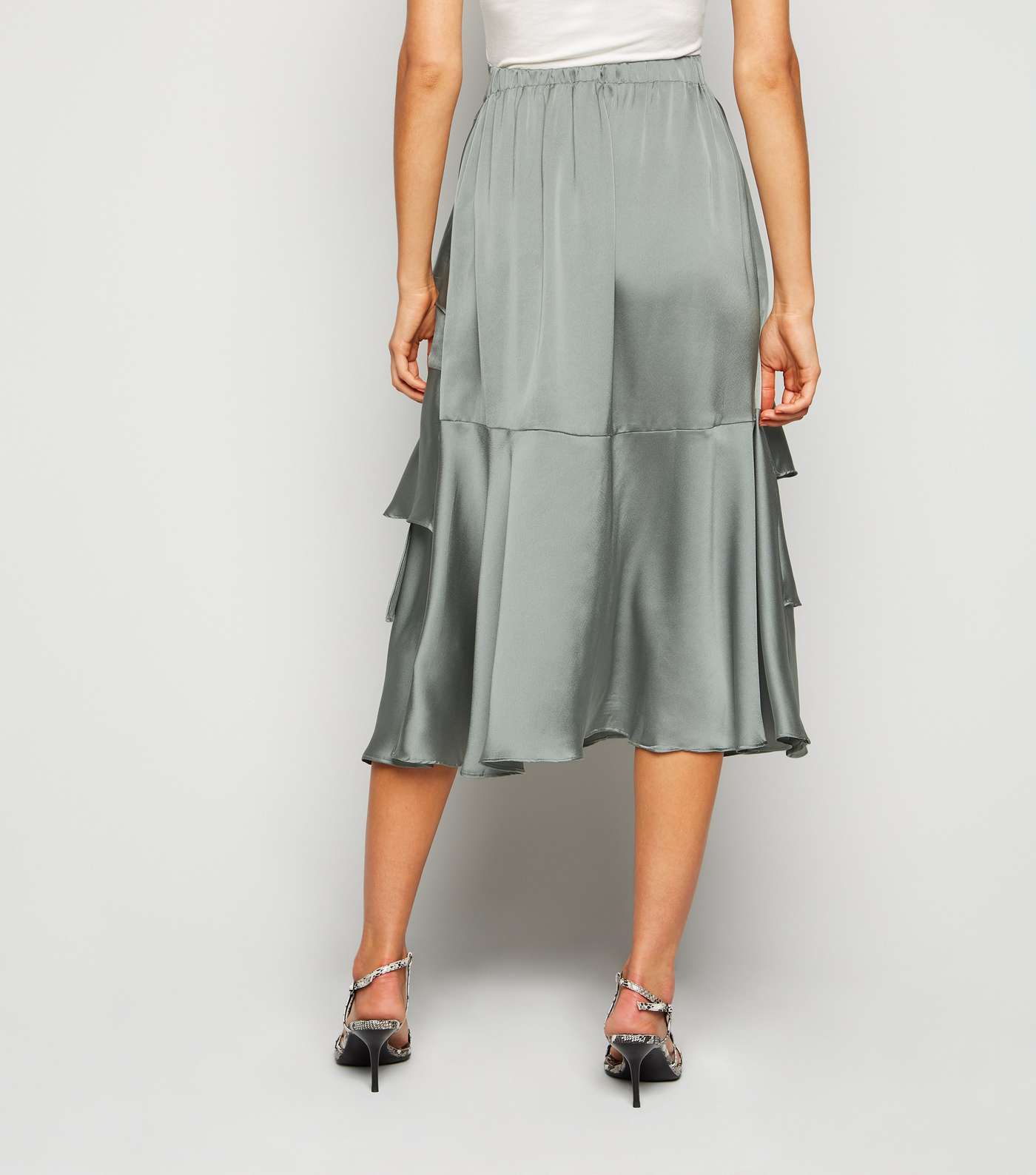 Urban Bliss Olive Satin Ruffle Skirt Image 3