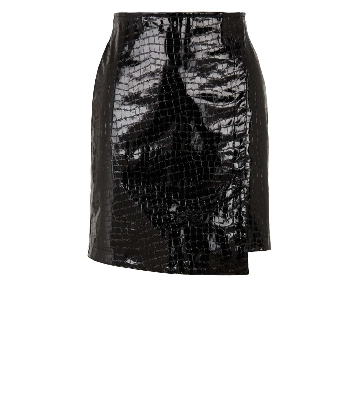 Urban Bliss Black Patent Faux Croc Mini Skirt Image 4