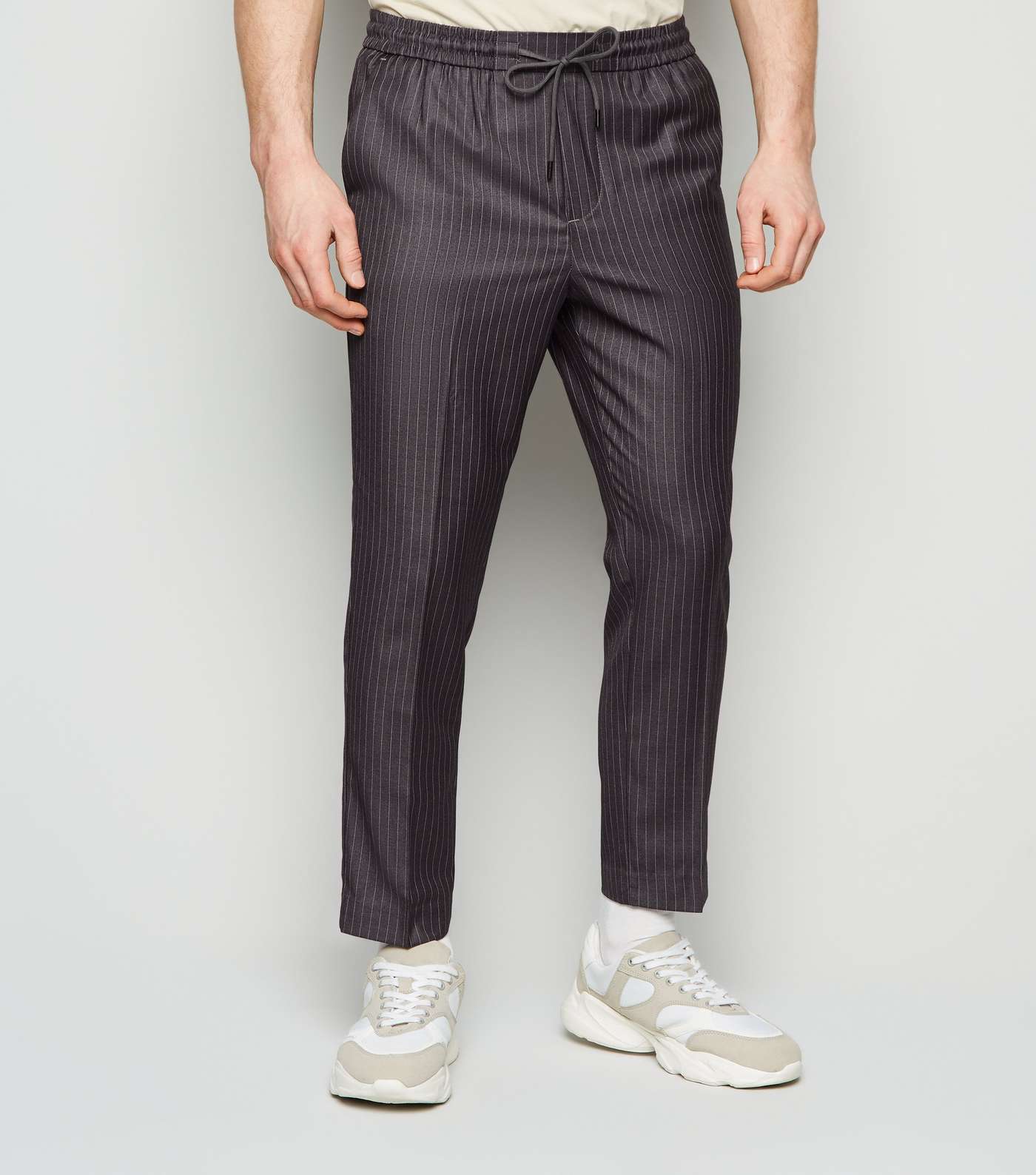 Grey Pinstripe Pull On Trousers