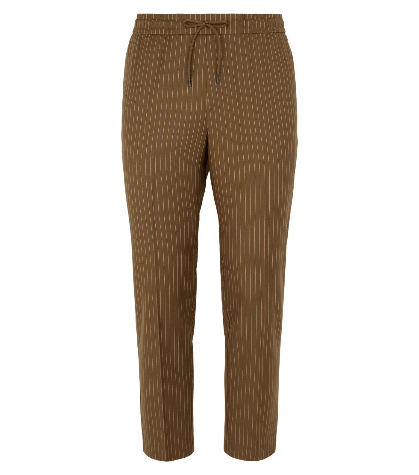 Stone Pinstripe Pull On Trousers Image 4