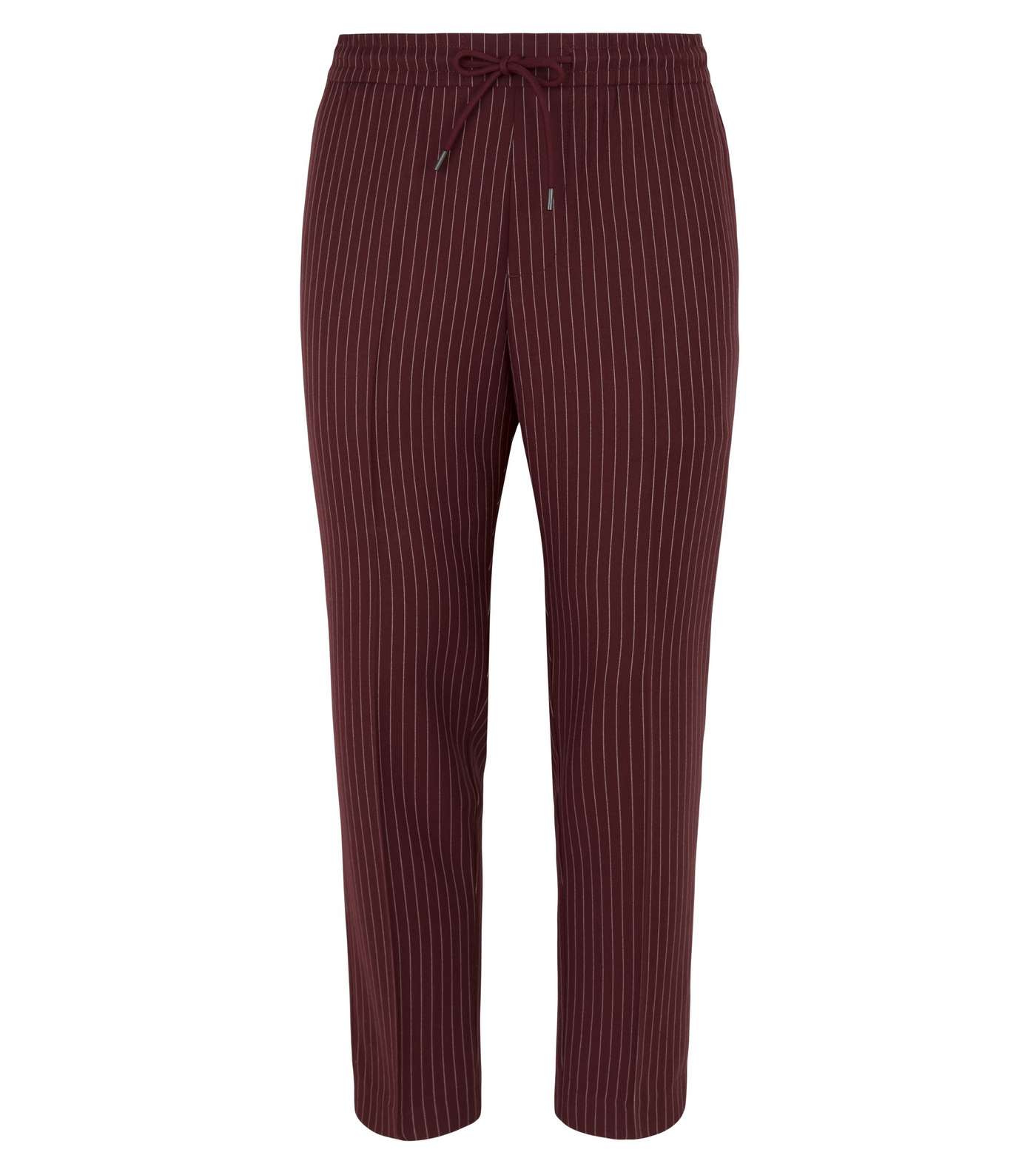 Burgundy Pinstripe Pull On Trousers Image 4