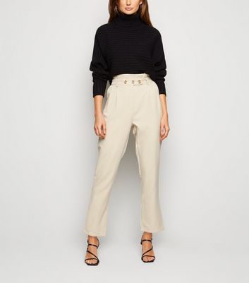 cream tapered trousers