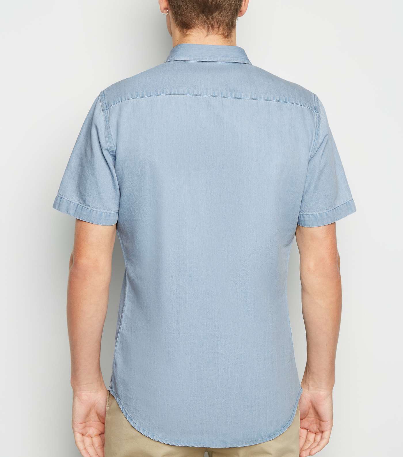 Pale Blue Short Sleeve Denim Shirt Image 3