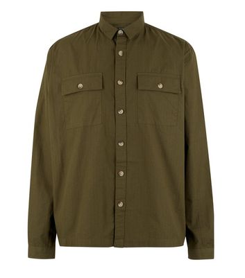Image of Khaki Ripstop Pocket Long Sleeve Light Jacket New Look