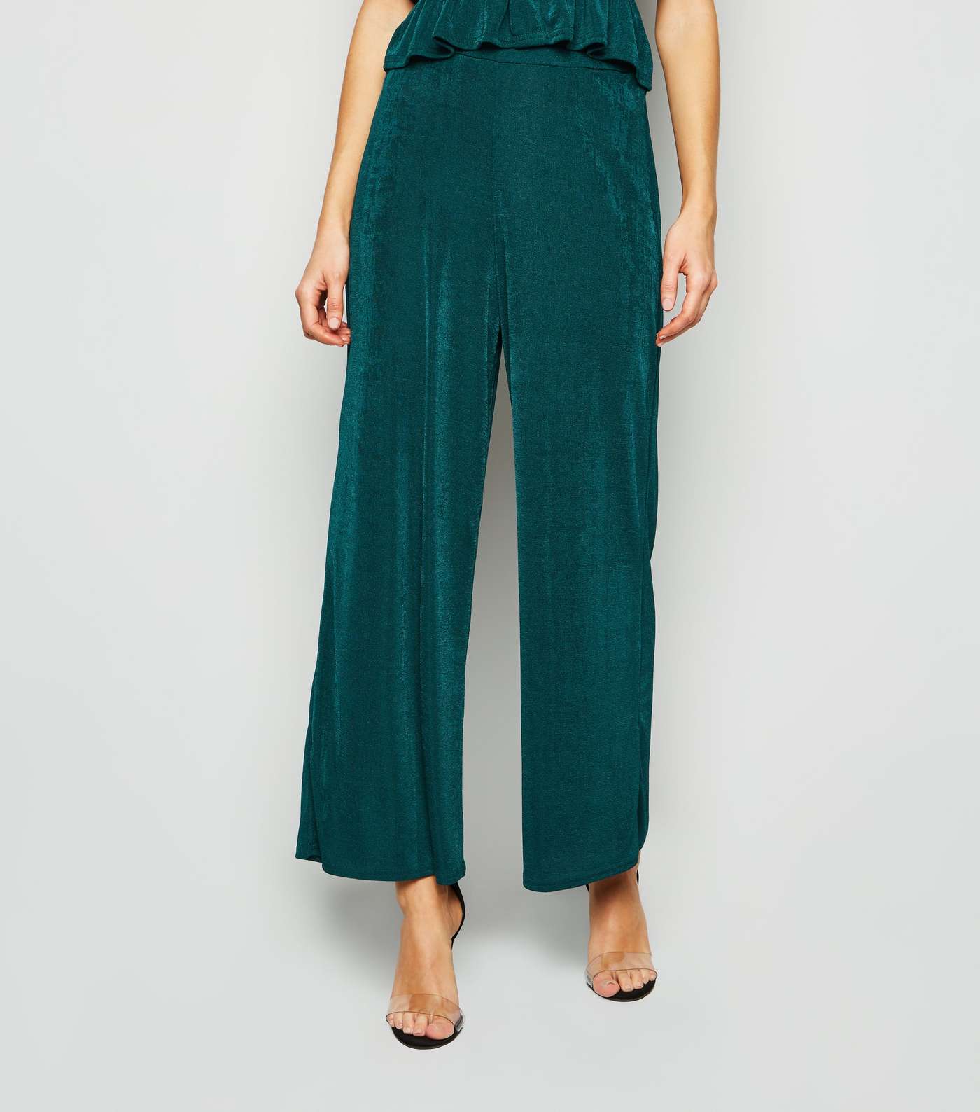Urban Bliss Teal High Shine Trousers Image 2