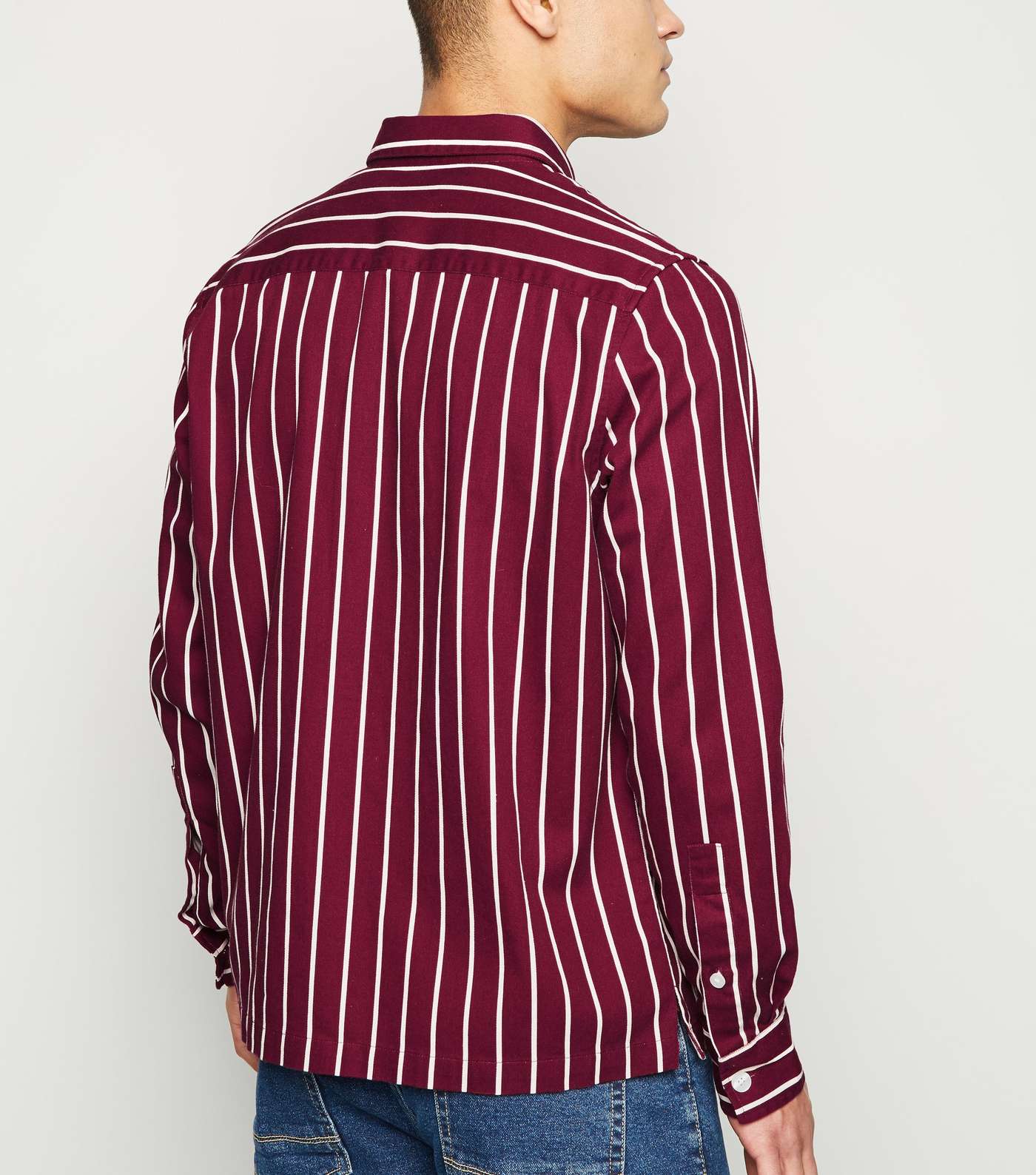 Burgundy Twill Stripe Long Sleeve Shirt Image 3