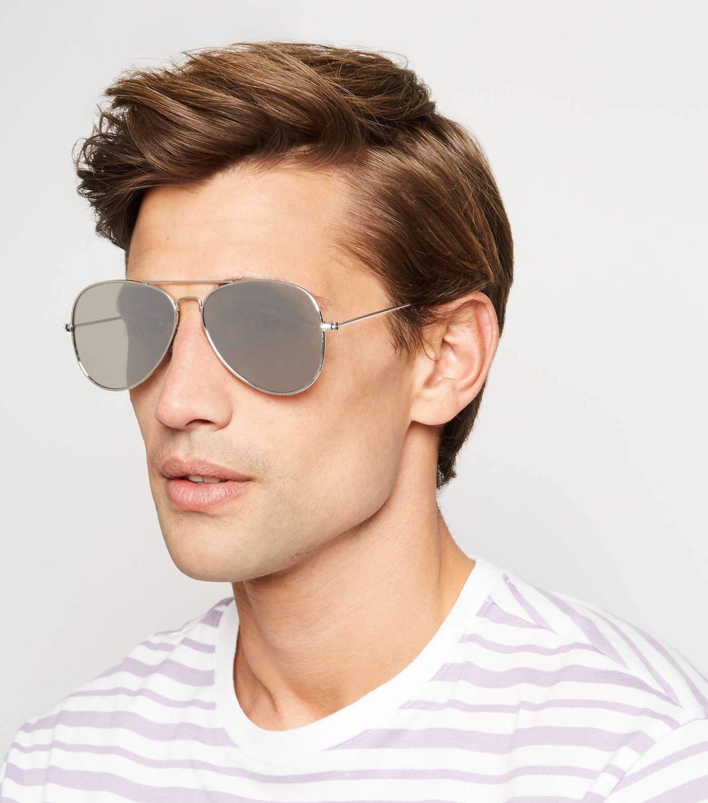 Silver Thin Frame Sunglasses Image 2