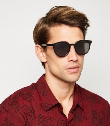 Image of Black Matte Round Sunglasses New Look