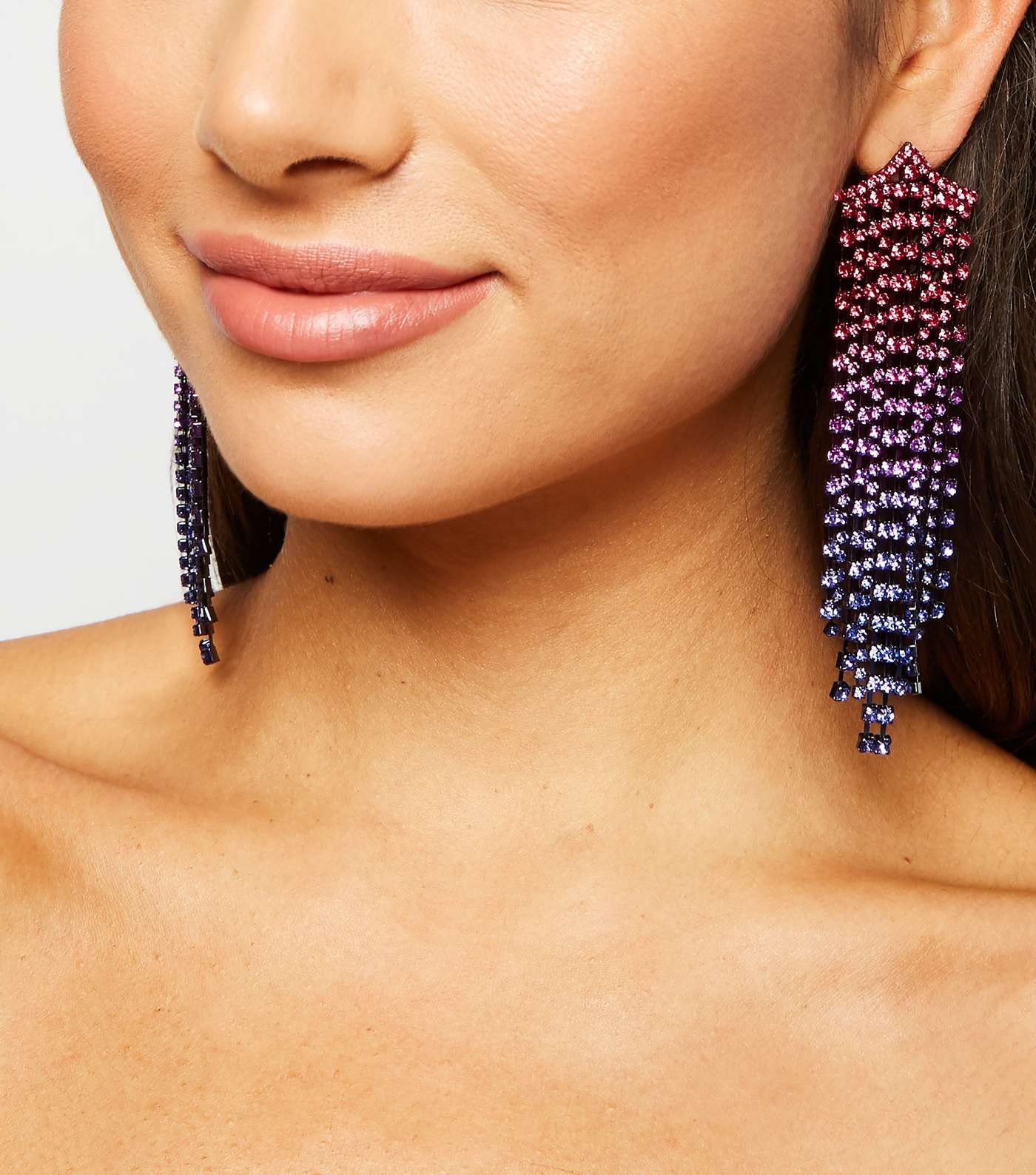 Pink Ombré Star Tassel Earrings Image 2