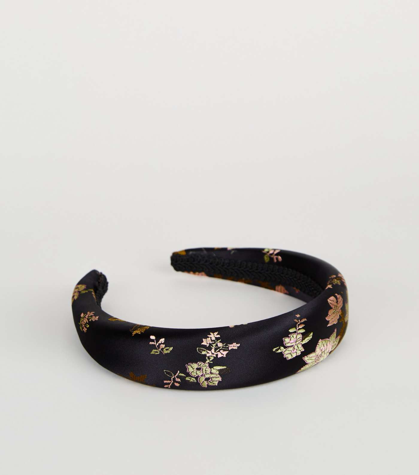 Black Floral Jacquard Padded Headband