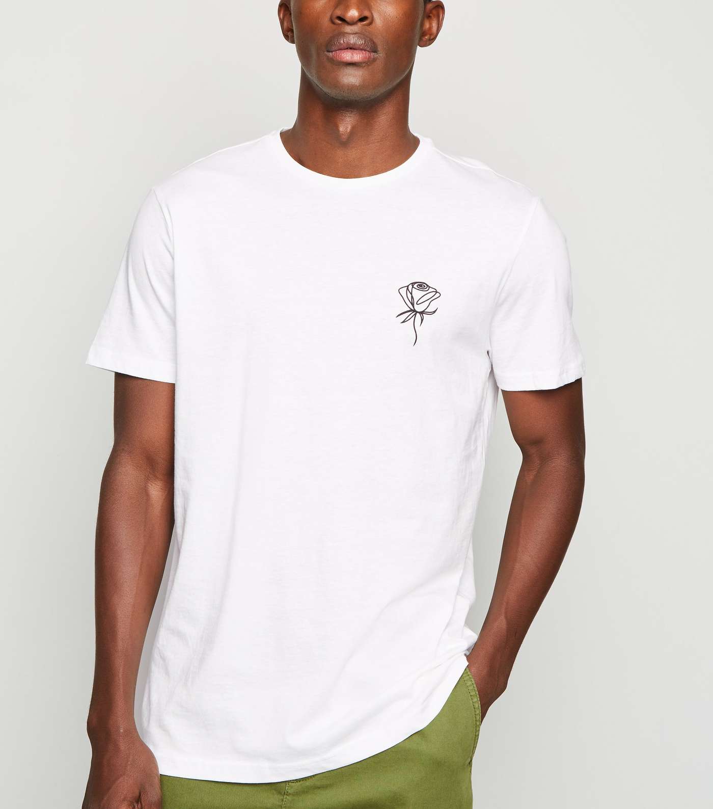 White Rose Motif T-Shirt