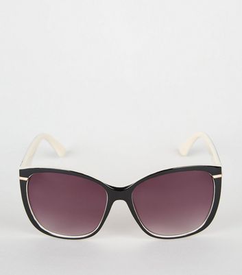 Image of Black Monochrome Large Rectangle Sunglasses New Look