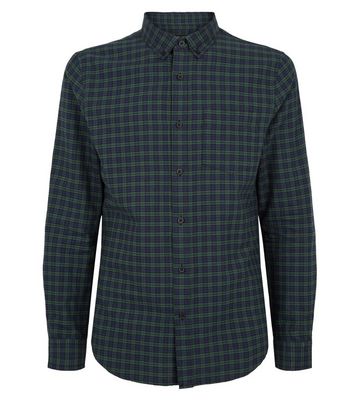 Image of Dark Green Check Cotton Shirt New Look