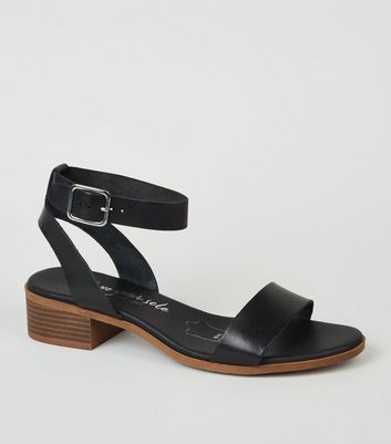 black leather low heel shoes