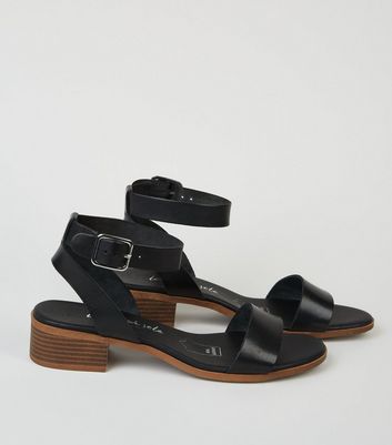 block leather heels