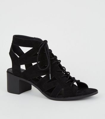 Buy River Island Black Lace Up Heeled Sandals from Next Ireland
