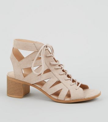 Light Brown Suedette Lace Up Ghillie Sandals New Look