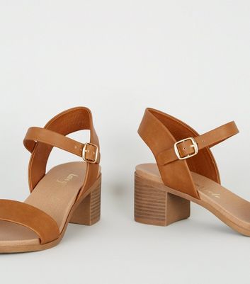 Tan low sale block heels