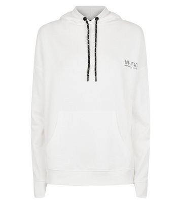white slogan hoodie