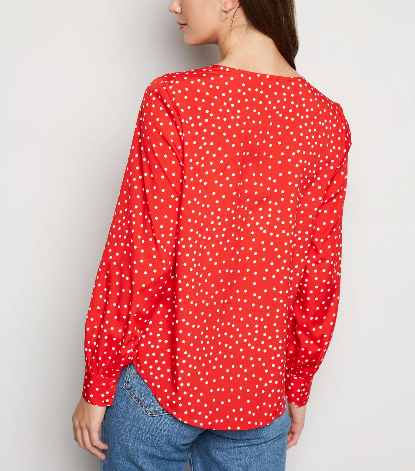Red Spot Button Front Blouse  Image 3