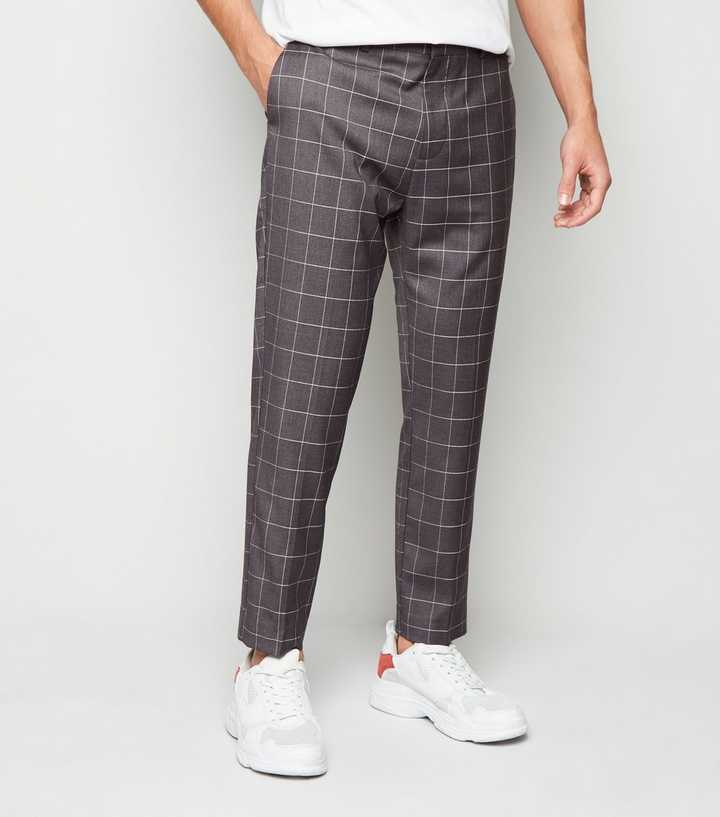 Plaid Pants Mens Grey Cropped Trousers Glen Plaid Pants Zara Buy