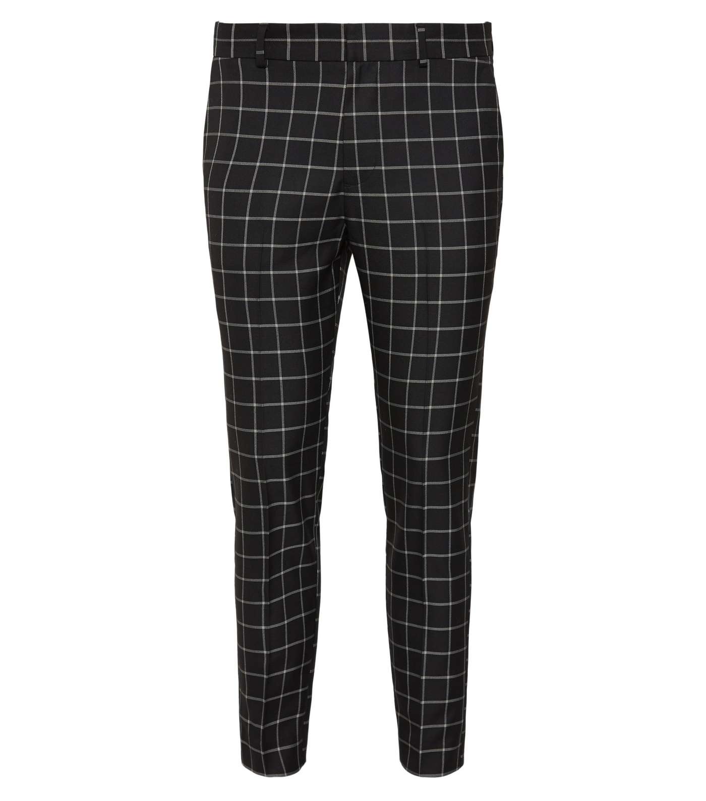 Black Grid Check Skinny Trousers Image 4