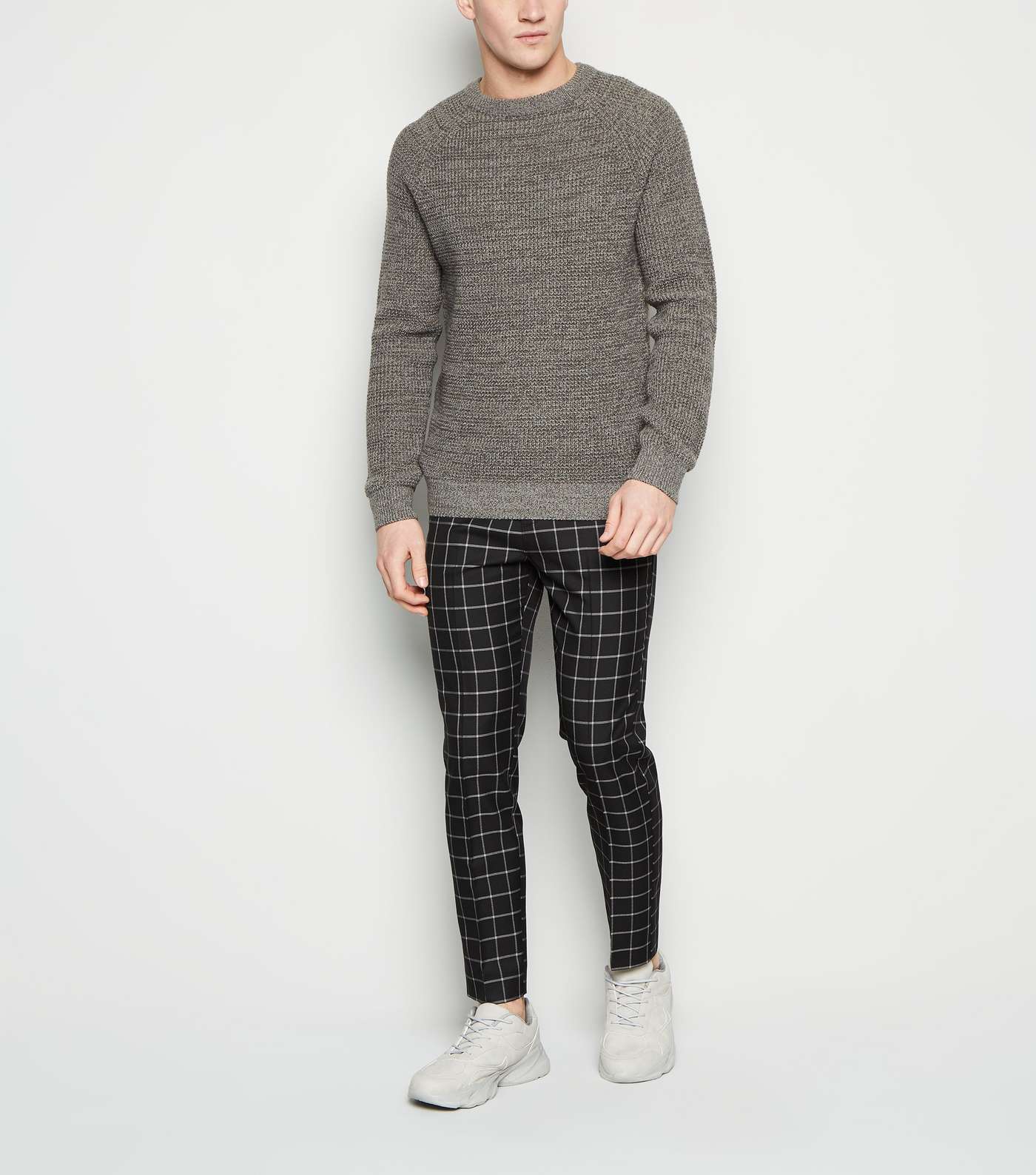 Black Grid Check Skinny Trousers Image 2