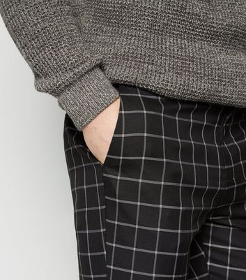 mens skinny black check trousers