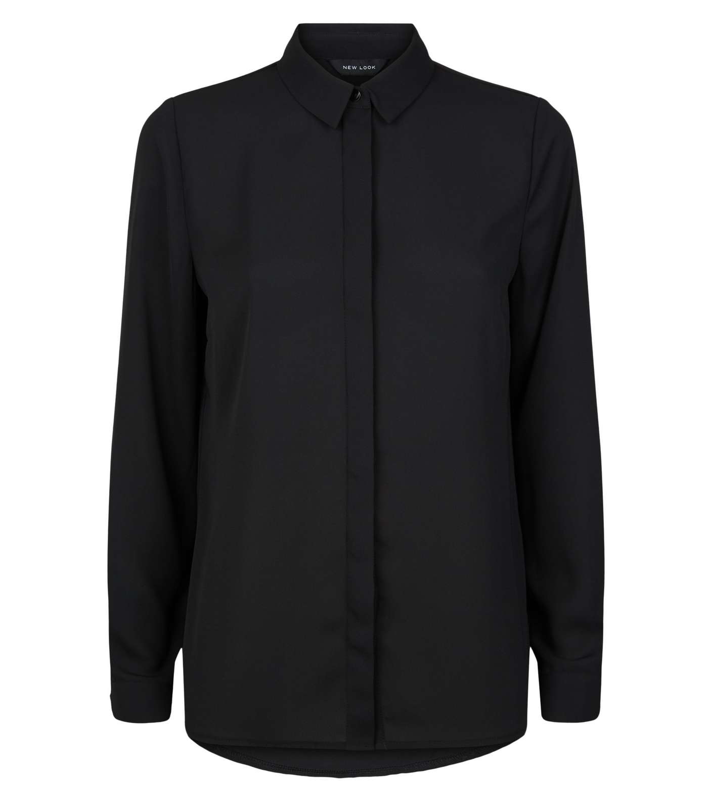 Black Chiffon Collared Long Sleeve Shirt Image 4