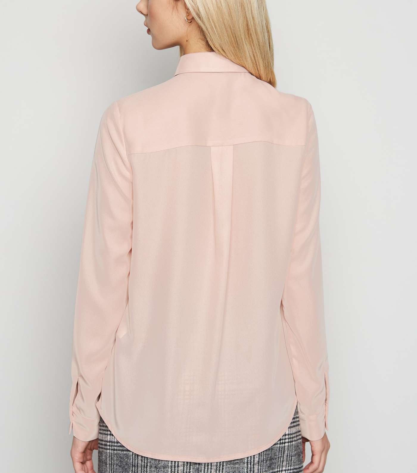 Pale Pink Chiffon Collared Long Sleeve Shirt Image 3