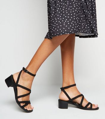 black small heel sandals