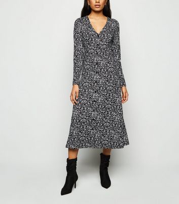 new look black dress with flowers