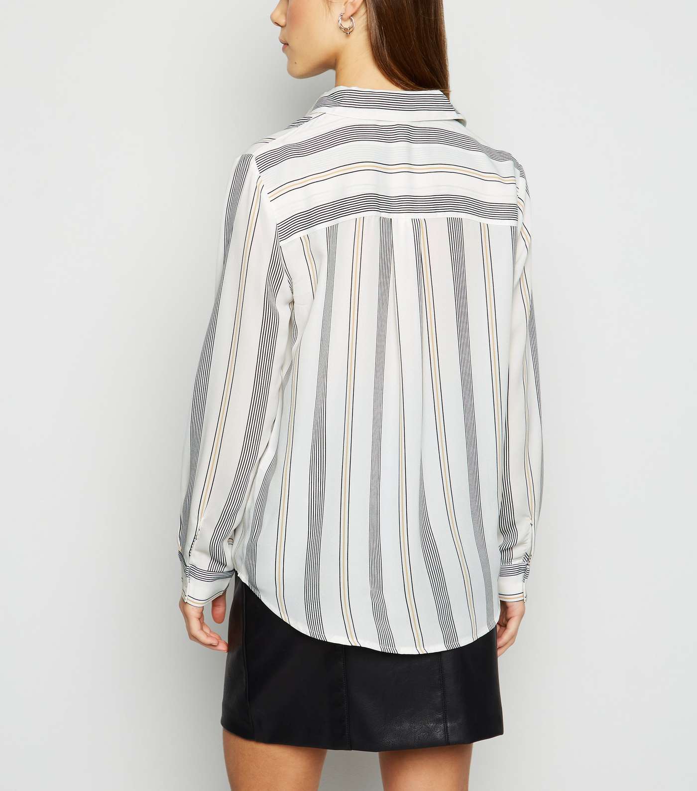 Petite White Stripe Long Sleeve Shirt Image 3