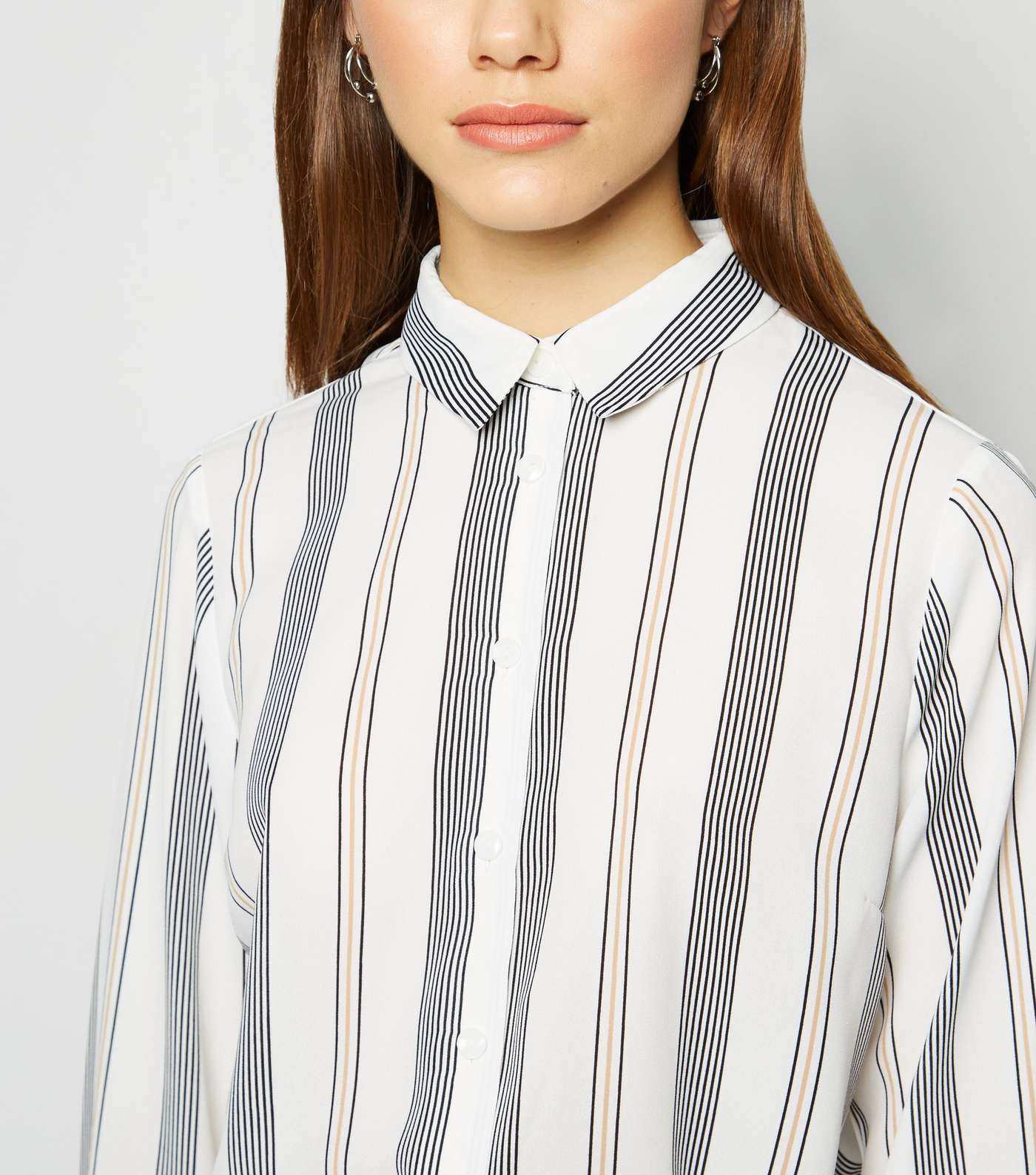 Petite White Stripe Long Sleeve Shirt Image 5