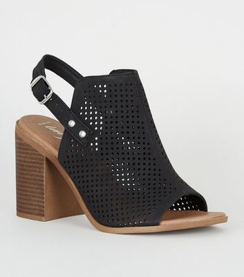 black laser cut heels