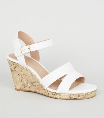 White wedge sandals store new look