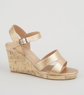 New look sale rose gold wedges