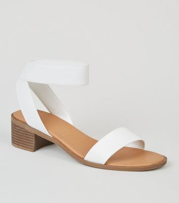 White discount elastic sandals