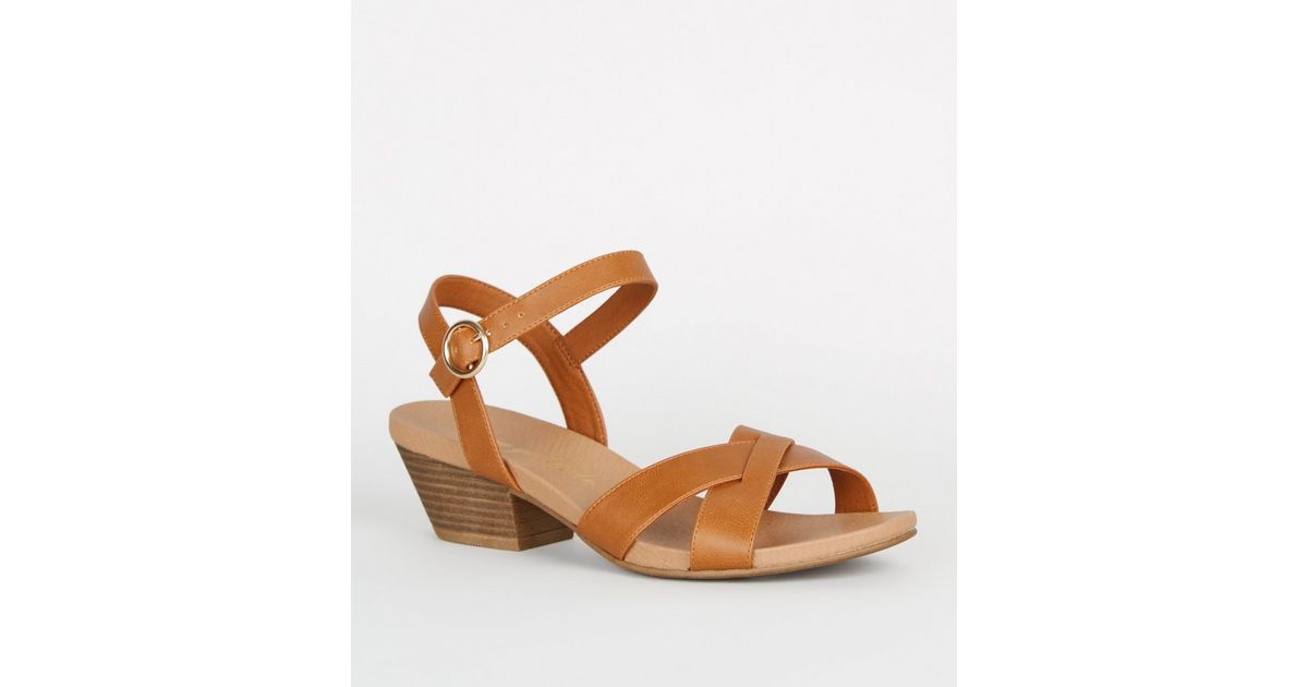 tan cross strap sandals