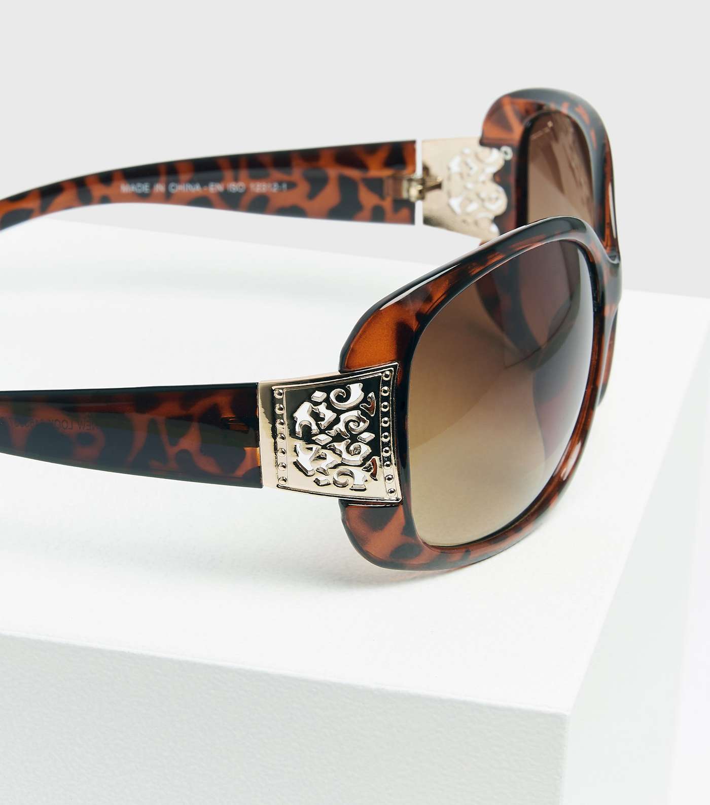 Dark Brown Filigree Trim Sunglasses Image 3