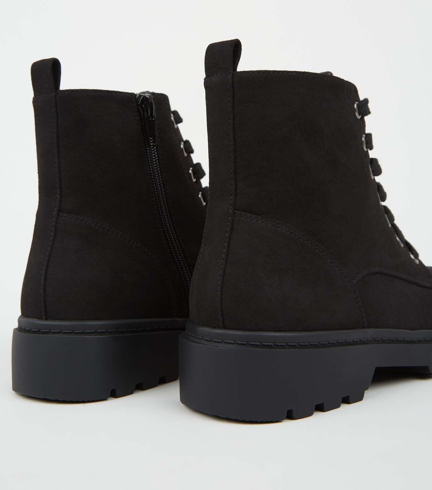 Black Suedette Chunky Hiker Boots Image 4